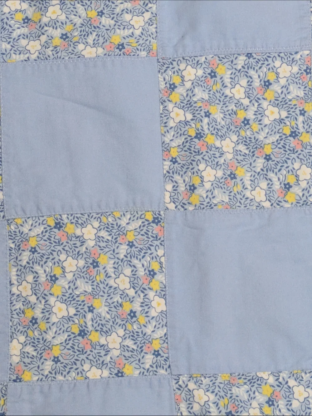 Vintage Blue Floral Patchwork Baby Quilt Security Blanket Throw 33x33